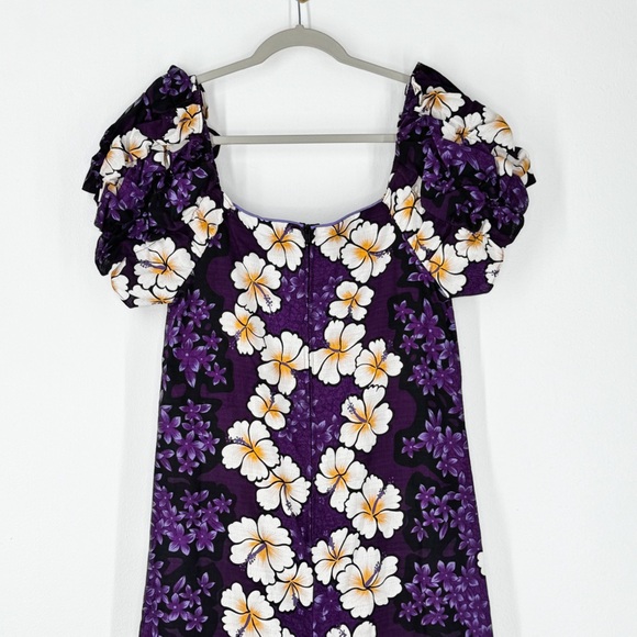 Hilo Hattie’s The Hawaiian Original Purple Off White Hibiscus Flower Maxi Dress - Picture 6 of 11